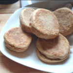 overnight english muffins made with sourdough discard and fresh milled flour