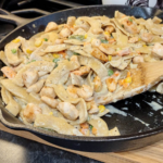 chicken pot pie skillet recipe made in cast iron skillet
