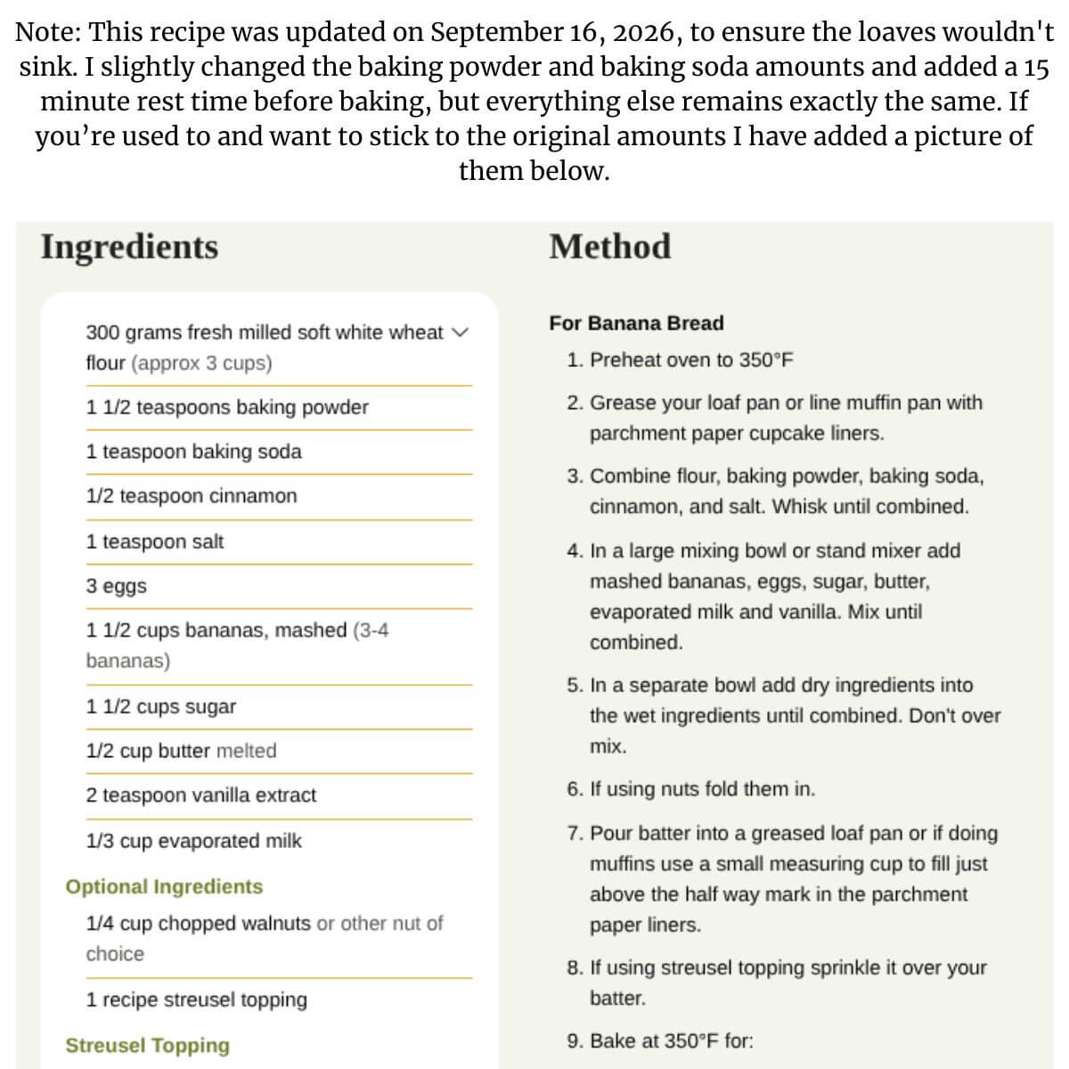 original recipe amounts