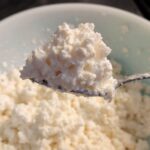 raw milk cottage cheese on spoon