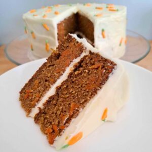 carrot cake slice made with fresh milled flour