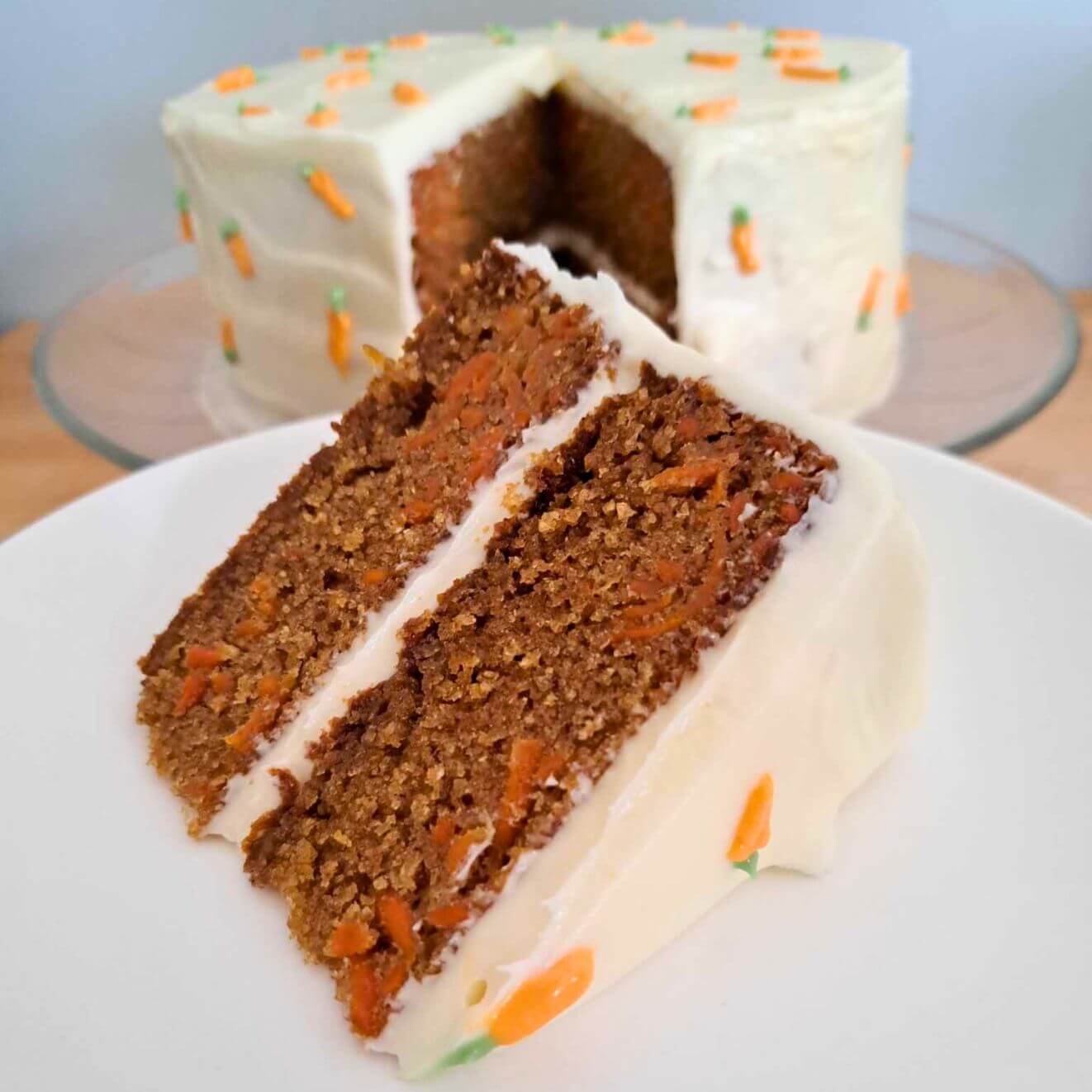 carrot cake slice made with fresh milled flour
