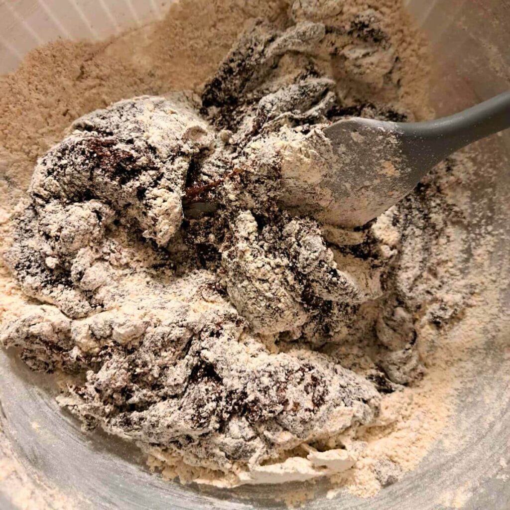 brownie batter will seem dry and thick