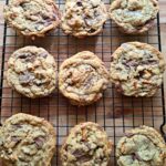 compost cookies made with fresh milled flour. add ins are chocolate chip, potato chips, pretzels, and coffee grounds