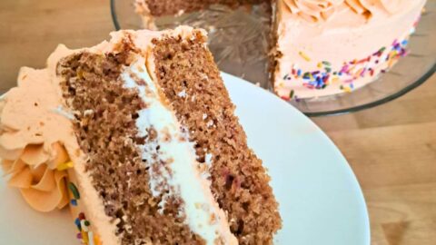 strawberry cake made with fresh milled flour