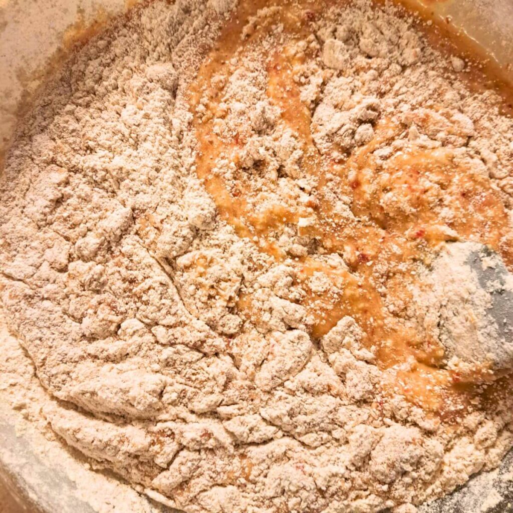 folding dry ingredients into wet ingredients