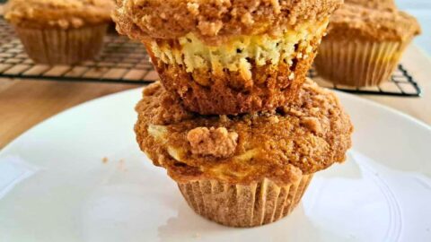 pumpkin cheesecake muffins made with fresh milled flour