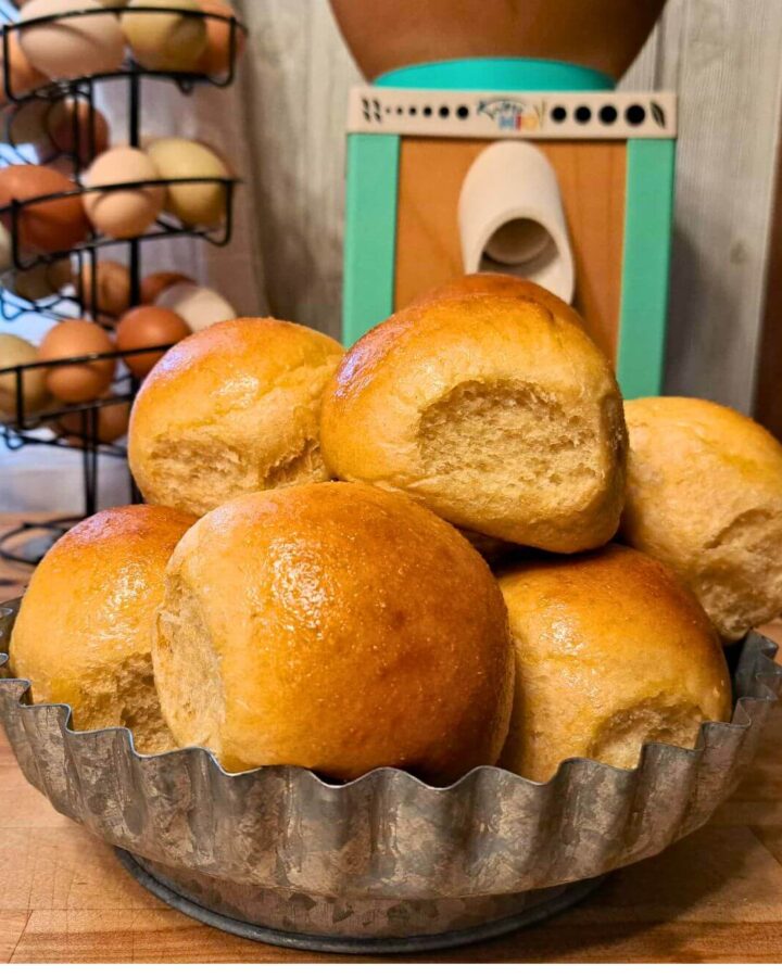 soft dinner rolls made with fresh milled flour