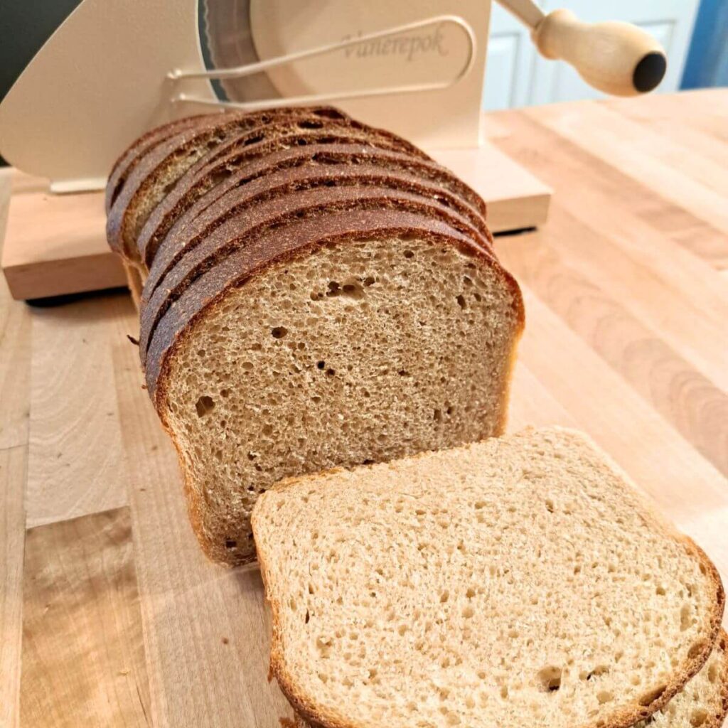sliced fresh milled flour sourdough sandwich bread 