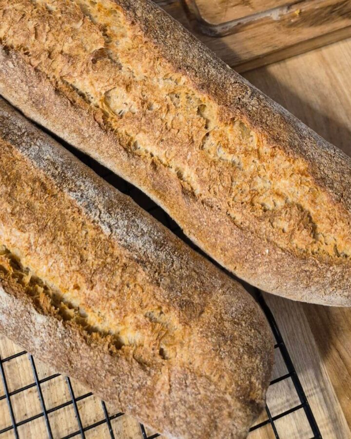 fresh milled flour baguettes