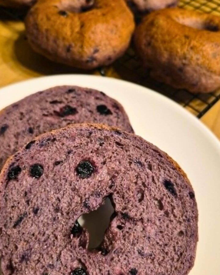 blueberry bagels made with fresh milled flour