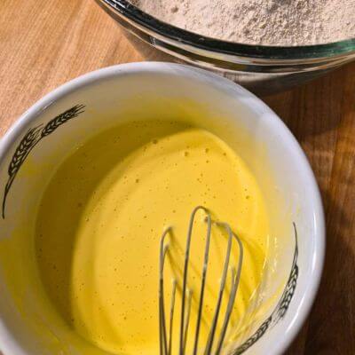 sour cream egg mixture for Texas sheet cake